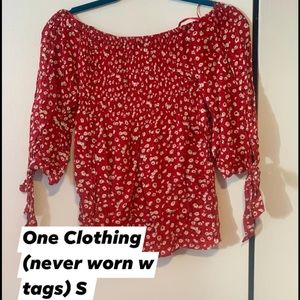 One clothing red patterned blouse